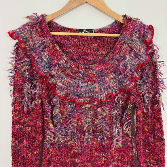 Chic Ruffled Knit Sweater in Multicolor - Picture 2 of 15